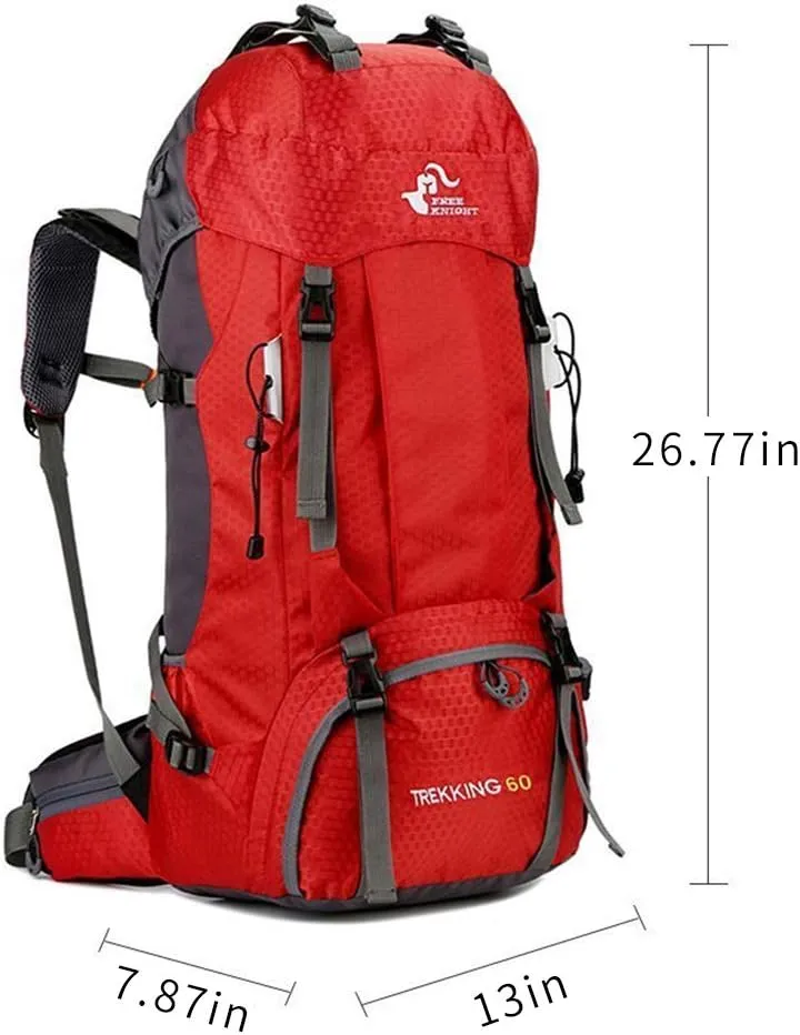 Bseash 60L Waterproof Hiking Camping Backpack with Rain Cover, Large Outdoor Sport Travel Daypack Rucksack for Climbing