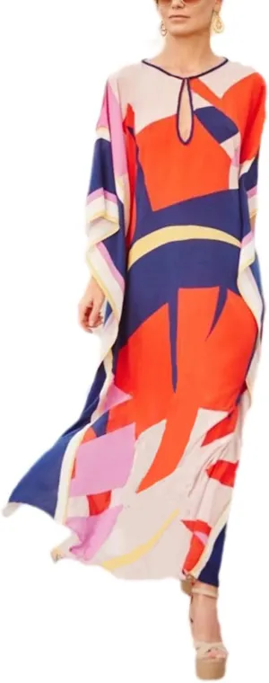Bsubseach Kaftan Dresses for Women Ethnic Print Beach Dress Summer Swimsuit Cover Ups Tie Dye Long Kimono Dresses