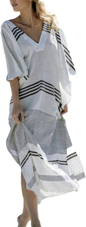 Bsubseach Kaftan Dresses for Women Ethnic Print Beach Dress Summer Swimsuit Cover Ups Tie Dye Long Kimono Dresses