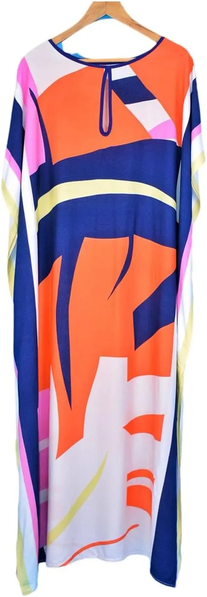 Bsubseach Kaftan Dresses for Women Ethnic Print Beach Dress Summer Swimsuit Cover Ups Tie Dye Long Kimono Dresses