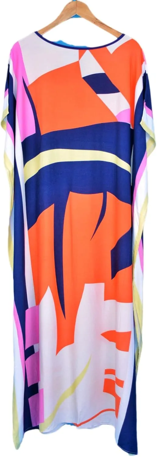 Bsubseach Kaftan Dresses for Women Ethnic Print Beach Dress Summer Swimsuit Cover Ups Tie Dye Long Kimono Dresses
