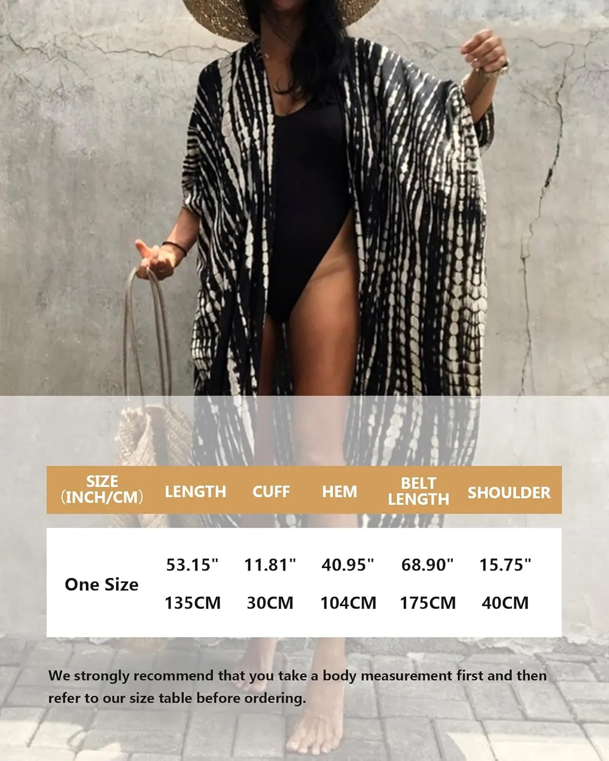 Bsubseach Stylish Tie Dye Open Front Long Kimono Swimsuit Cover Up for Women Swimwear Cover Ups