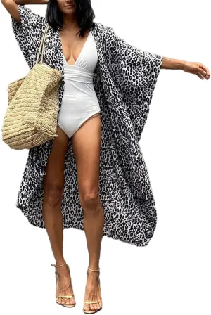 Bsubseach Stylish Tie Dye Open Front Long Kimono Swimsuit Cover Up for Women Swimwear Cover Ups