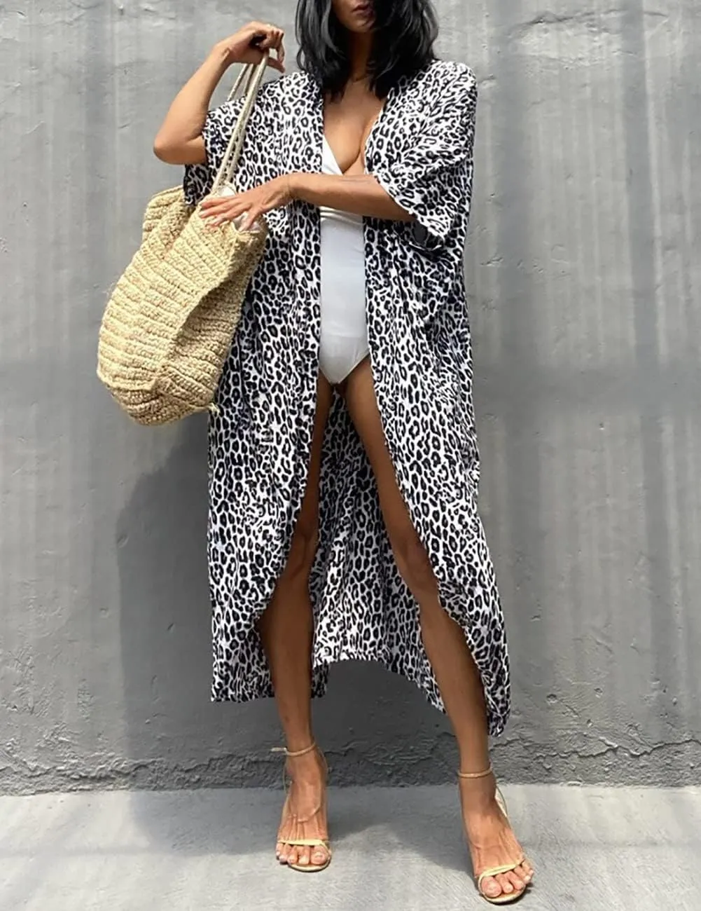 Bsubseach Stylish Tie Dye Open Front Long Kimono Swimsuit Cover Up for Women Swimwear Cover Ups