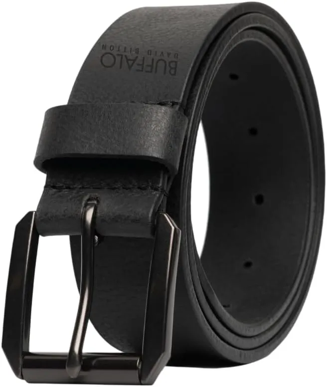 Buffalo David Bitton Mens Belt | Black Belt/Dark Brown Belt | 100% Genuine Leather Belt | Mens Belts for Jeans