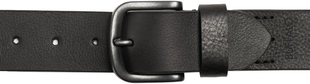 Buffalo David Bitton Mens Belt | Black Belt/Dark Brown Belt | Black Belt Buckle | 100% Genuine Leather Belt | Jean Belt