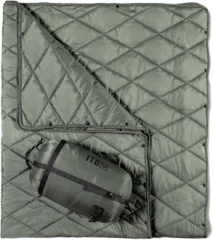 Camping Blanket - Packable, Ultra Warm and Lightweight with Snap Button Backpacking Quilt Water-Resistant, for Sleeping, Outdoors, Travel - Large/Olive Green