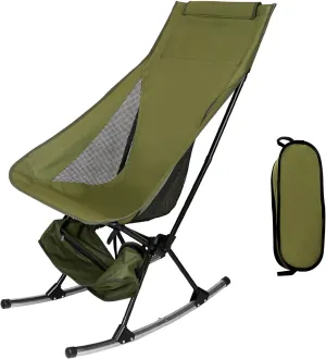 Camping Chair, Portable Fully Padded Camping Chair with Lumbar Support, Lightweight Foldable Chair with Carry Bag for Outdoor Camp, Hiking, Travel, Beach and Picnic (Green)