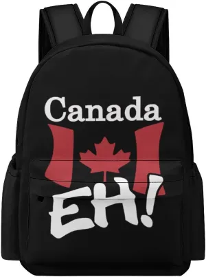 Canada Flag Eh Unisex Backpack Casual Daypacks Half Print Shoulders Bag for Camping Hiking Travel Gear
