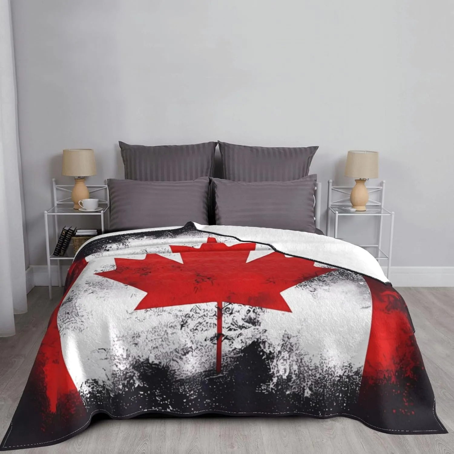 Canadian Flag Super Soft Microfiber Flannel Blankets, Bed, Sofa Ultra Luxurious Warm and Cozy for All Seasons