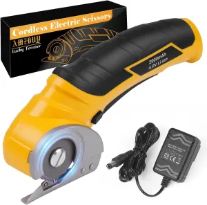Cardboard Cutter Cordless Electric Scissors, Carpet Cutter Tool Box Cutter with Rechargeable & Safety Lock, Rotary Blade for Recycling Cutting Plastic Leather, Father's Day Gifts for Men Adult Crafter