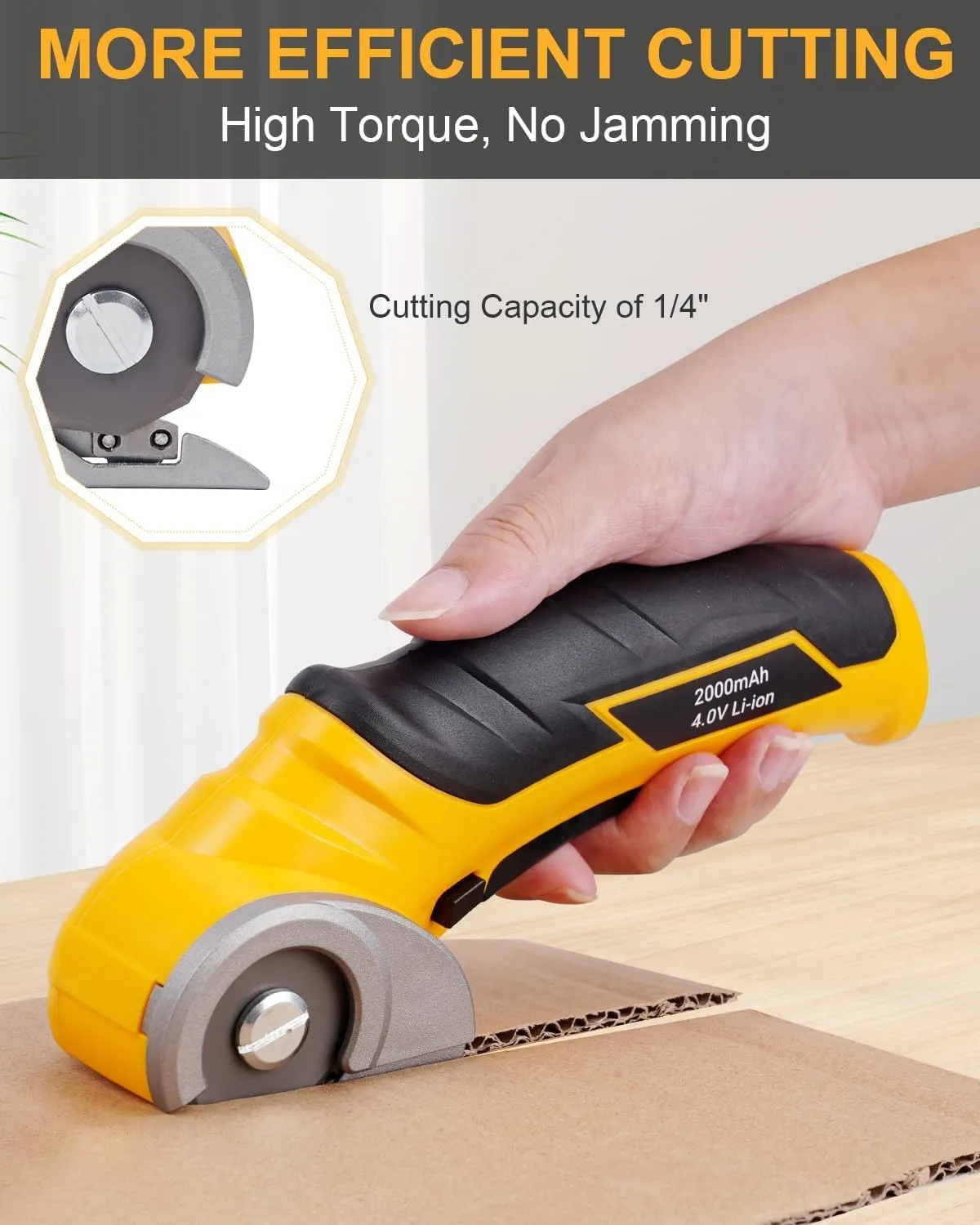 Cardboard Cutter Cordless Electric Scissors, Carpet Cutter Tool Box Cutter with Rechargeable & Safety Lock, Rotary Blade for Recycling Cutting Plastic Leather, Father's Day Gifts for Men Adult Crafter