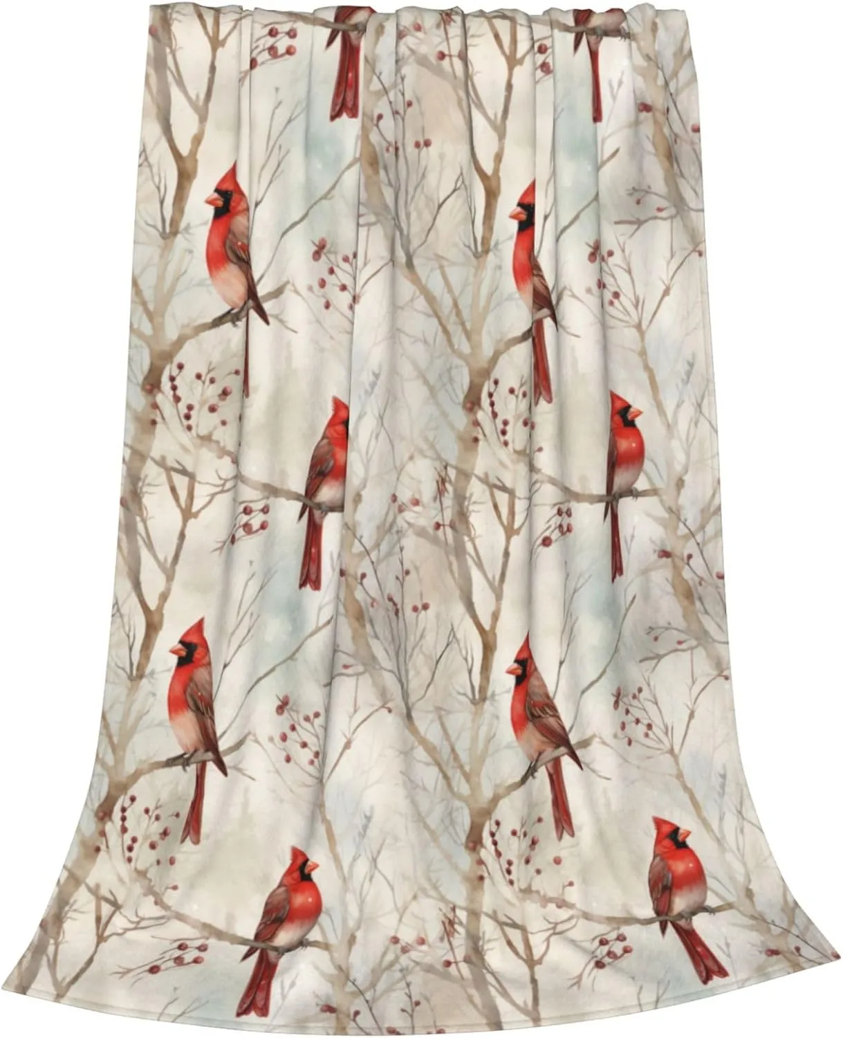 Cardinal Blanket Gifts for Women Red Birds Flannel Throw Blankets Soft Comfy Lightweight for Home Decor Couch Bed Sofa 60x50 Inches