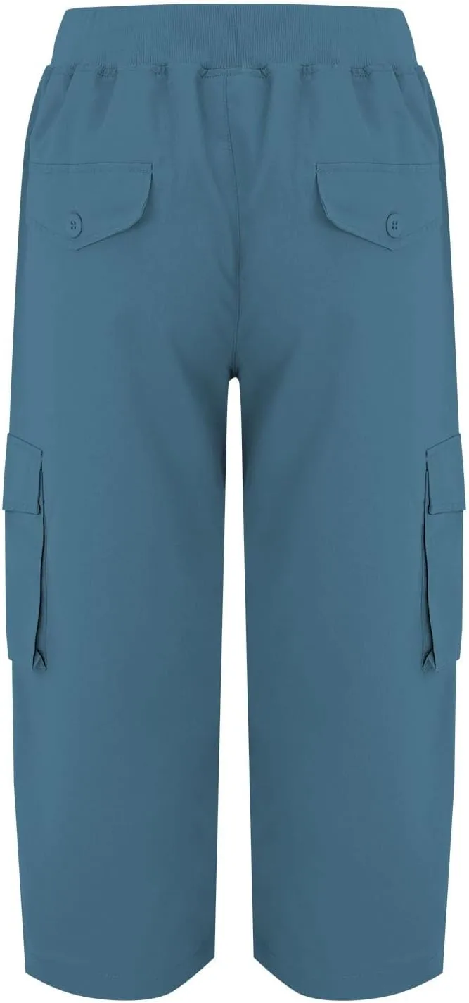 Cargo Capris for Women Summer Casual Drawstring Lightweight Outdoor Travel Hiking Cropped Pants with 6 Pockets