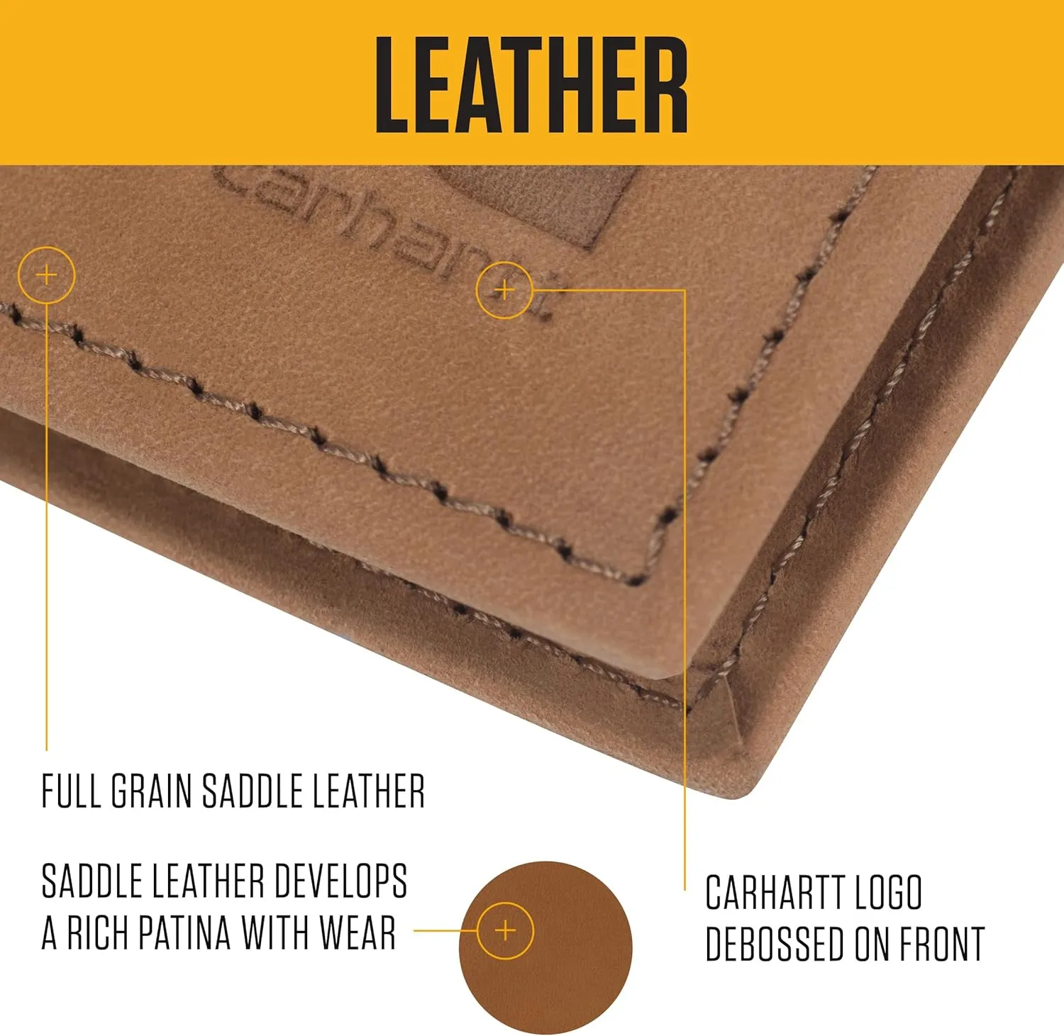 Carhartt Men's Casual Saddle Leather Wallets, Available in Multiple Styles and Colors