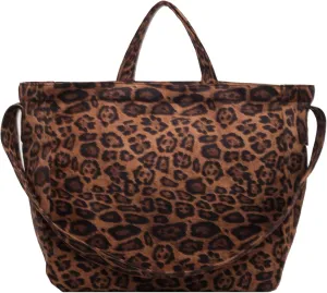 Casual Leopard Print Canvas Messenger Bag Chic Crossbody Bag Shoulder Hobo Bag Large Tote Laptop Bag Travel Daypacks