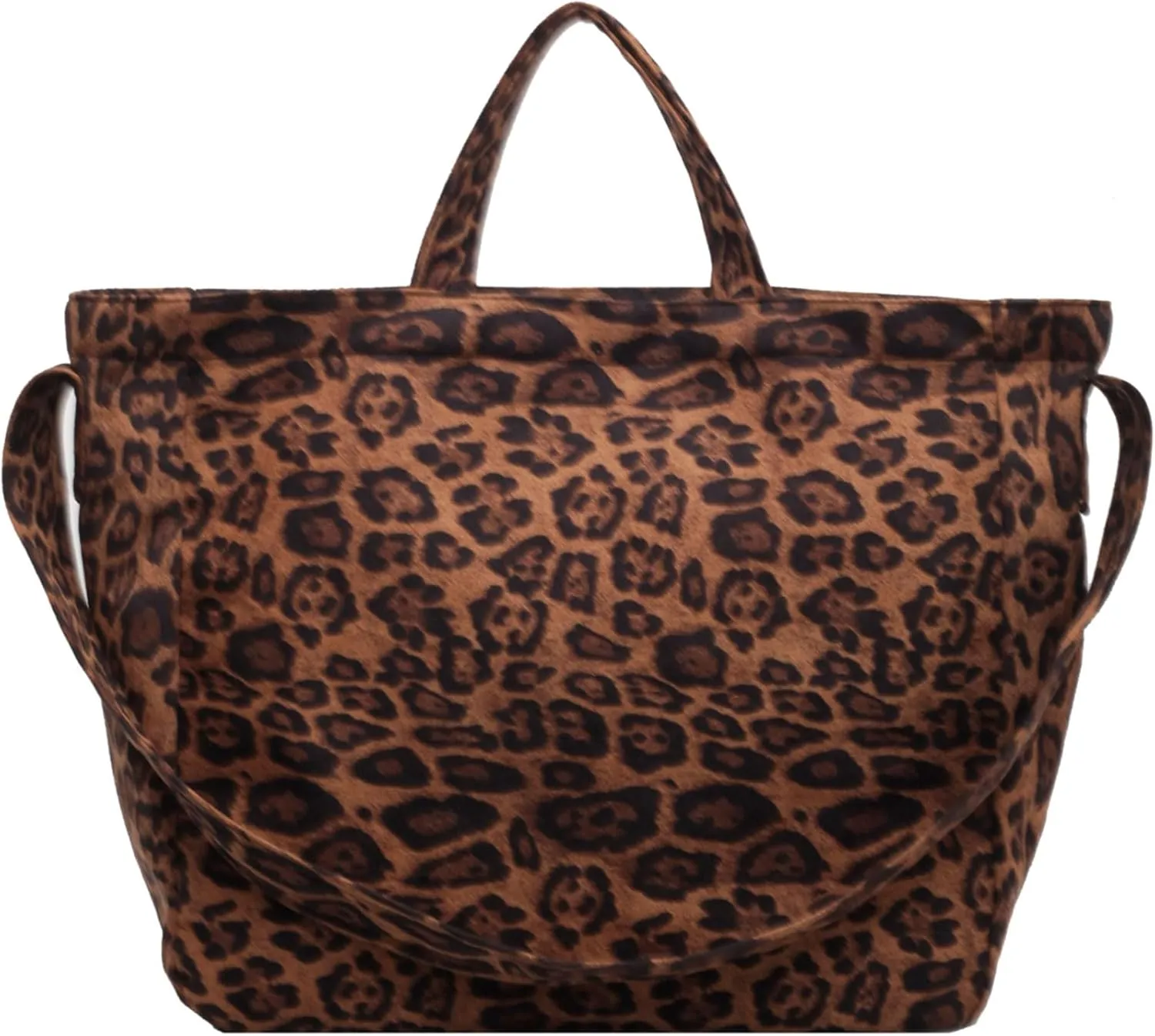 Casual Leopard Print Canvas Messenger Bag Chic Crossbody Bag Shoulder Hobo Bag Large Tote Laptop Bag Travel Daypacks
