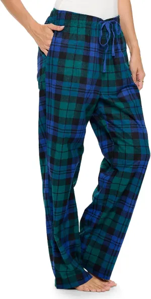 Casual Nights Women's Flannel Pajama Sleep Pants, Soft Plaid Pjs Bottoms