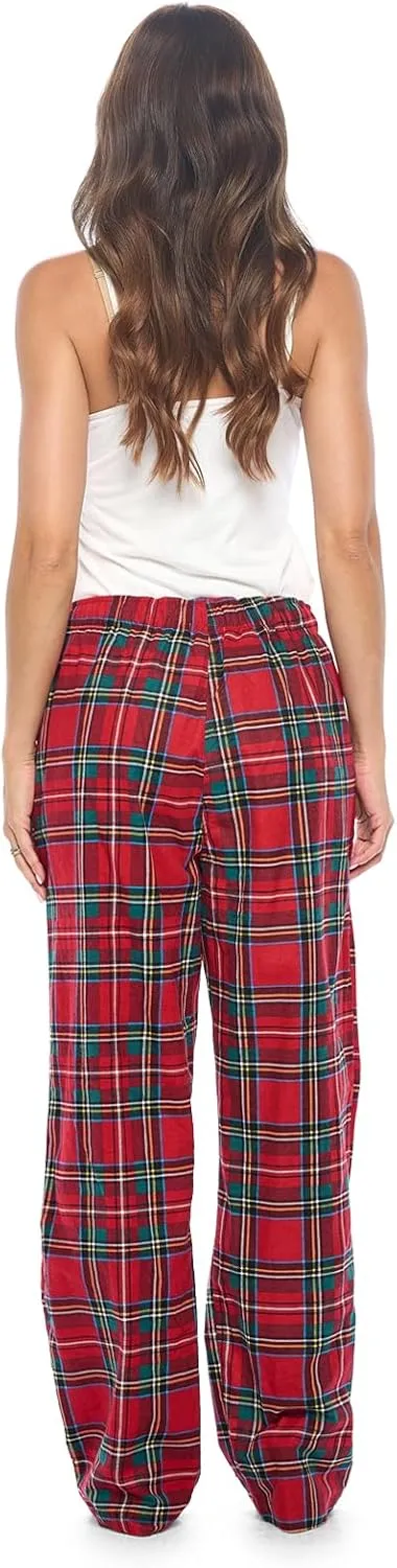 Casual Nights Women's Flannel Pajama Sleep Pants, Soft Plaid Pjs Bottoms