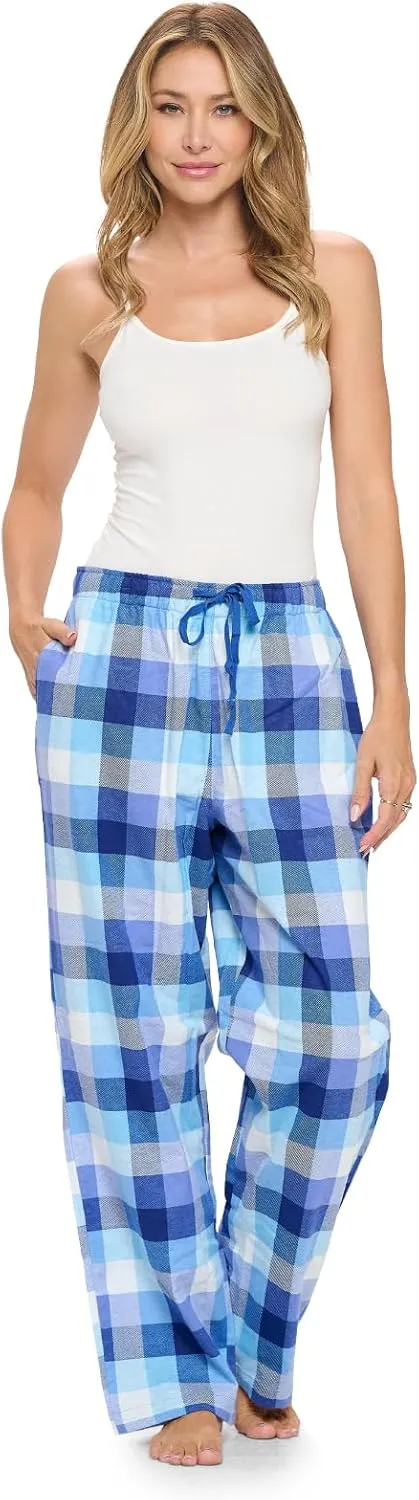 Casual Nights Women's Flannel Pajama Sleep Pants, Soft Plaid Pjs Bottoms