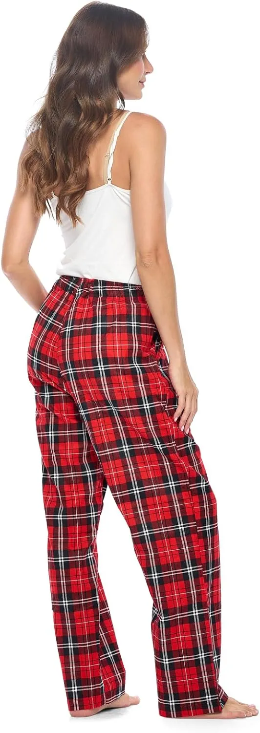 Casual Nights Women's Flannel Pajama Sleep Pants, Soft Plaid Pjs Bottoms