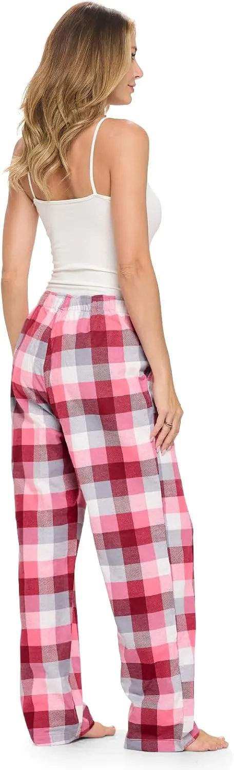 Casual Nights Women's Flannel Pajama Sleep Pants, Soft Plaid Pjs Bottoms