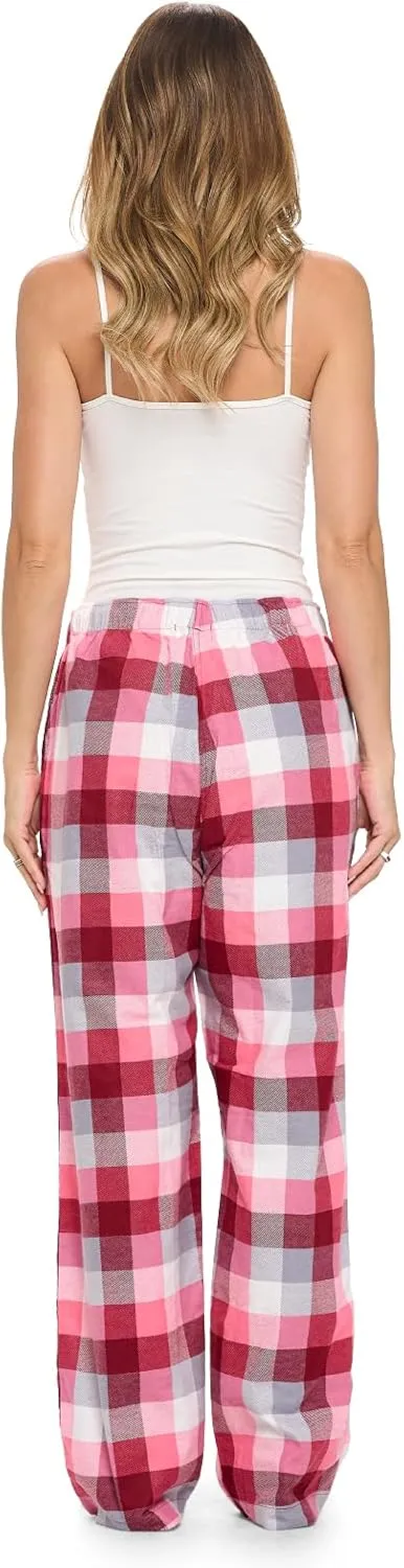 Casual Nights Women's Flannel Pajama Sleep Pants, Soft Plaid Pjs Bottoms