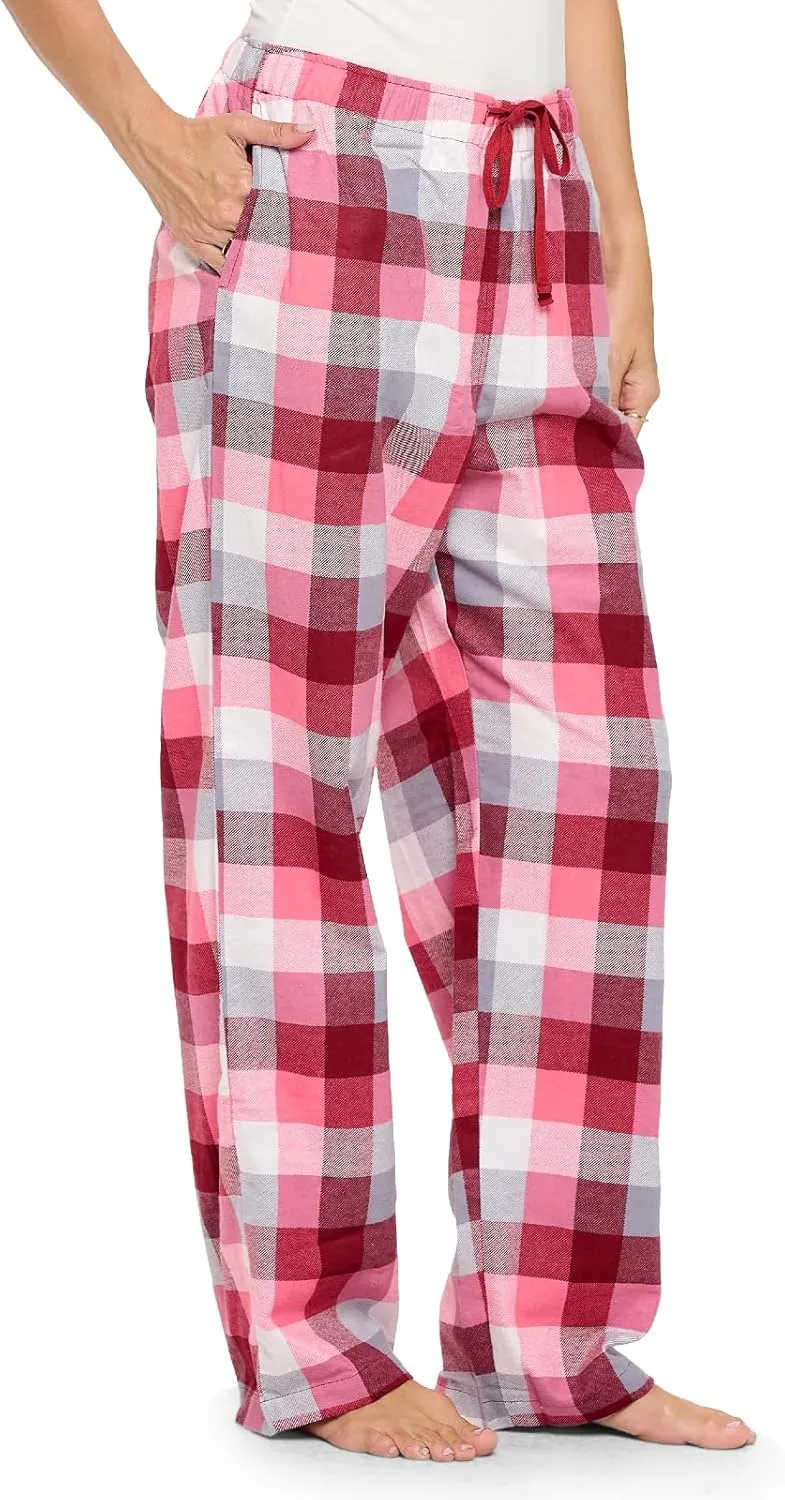 Casual Nights Women's Flannel Pajama Sleep Pants, Soft Plaid Pjs Bottoms