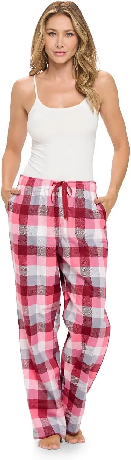 Casual Nights Women's Flannel Pajama Sleep Pants, Soft Plaid Pjs Bottoms