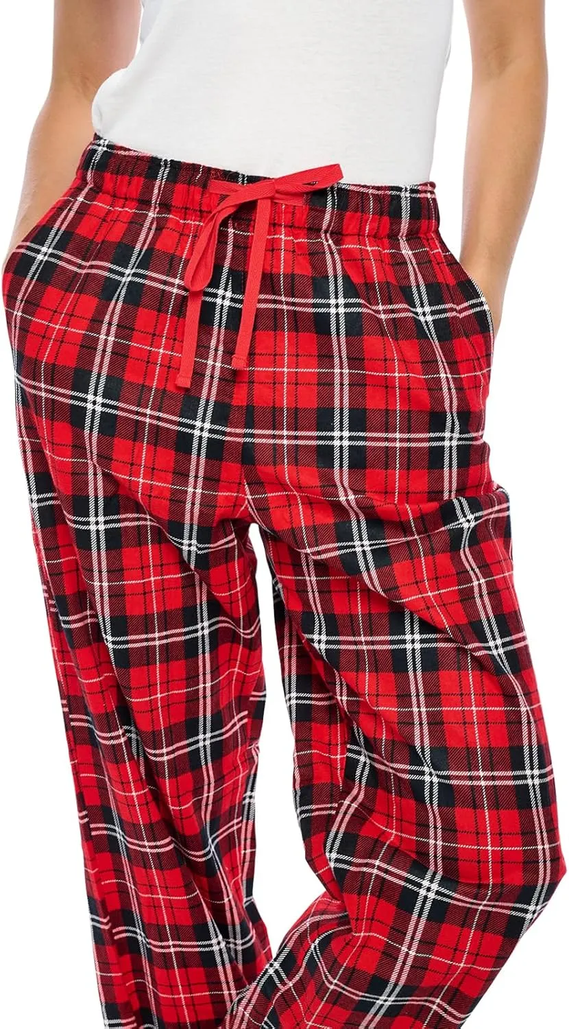 Casual Nights Women's Flannel Pajama Sleep Pants, Soft Plaid Pjs Bottoms