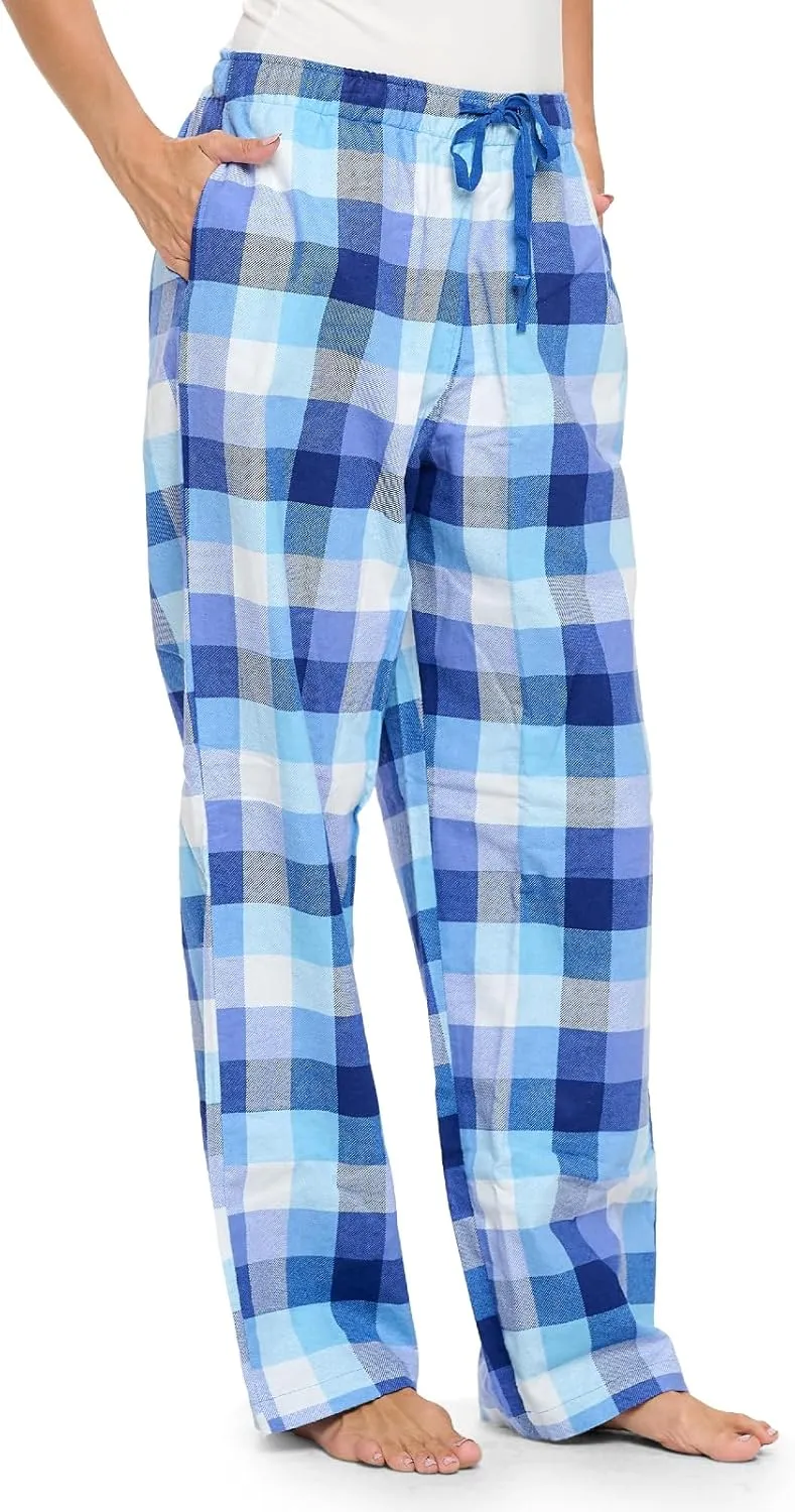 Casual Nights Women's Flannel Pajama Sleep Pants, Soft Plaid Pjs Bottoms
