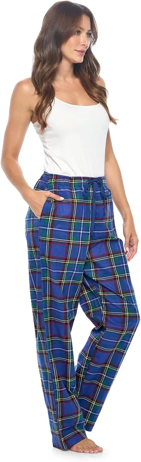 Casual Nights Women's Flannel Pajama Sleep Pants, Soft Plaid Pjs Bottoms