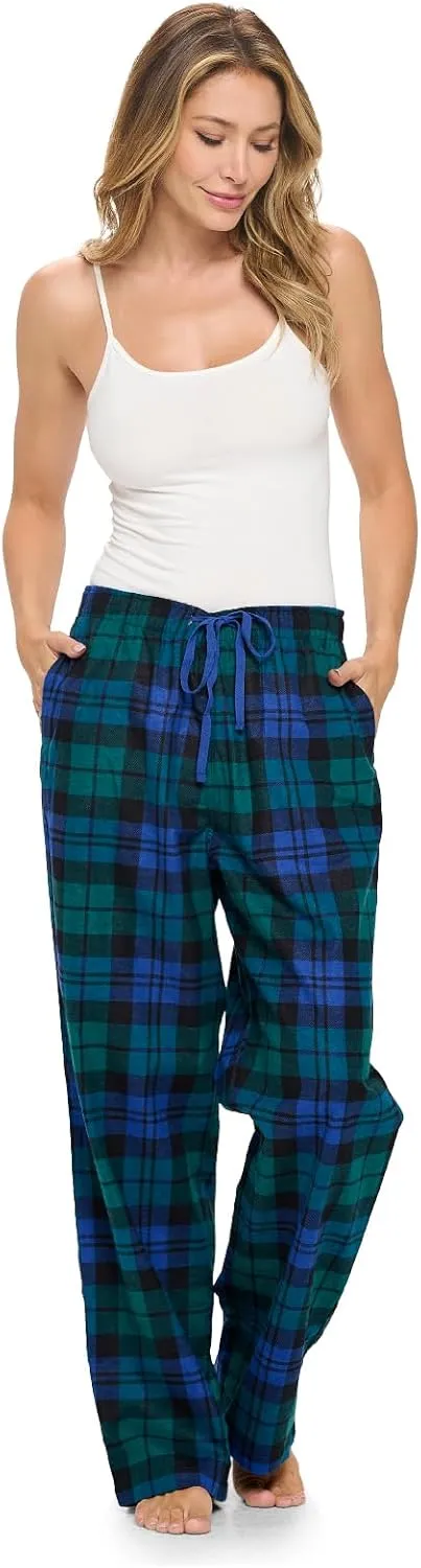 Casual Nights Women's Flannel Pajama Sleep Pants, Soft Plaid Pjs Bottoms