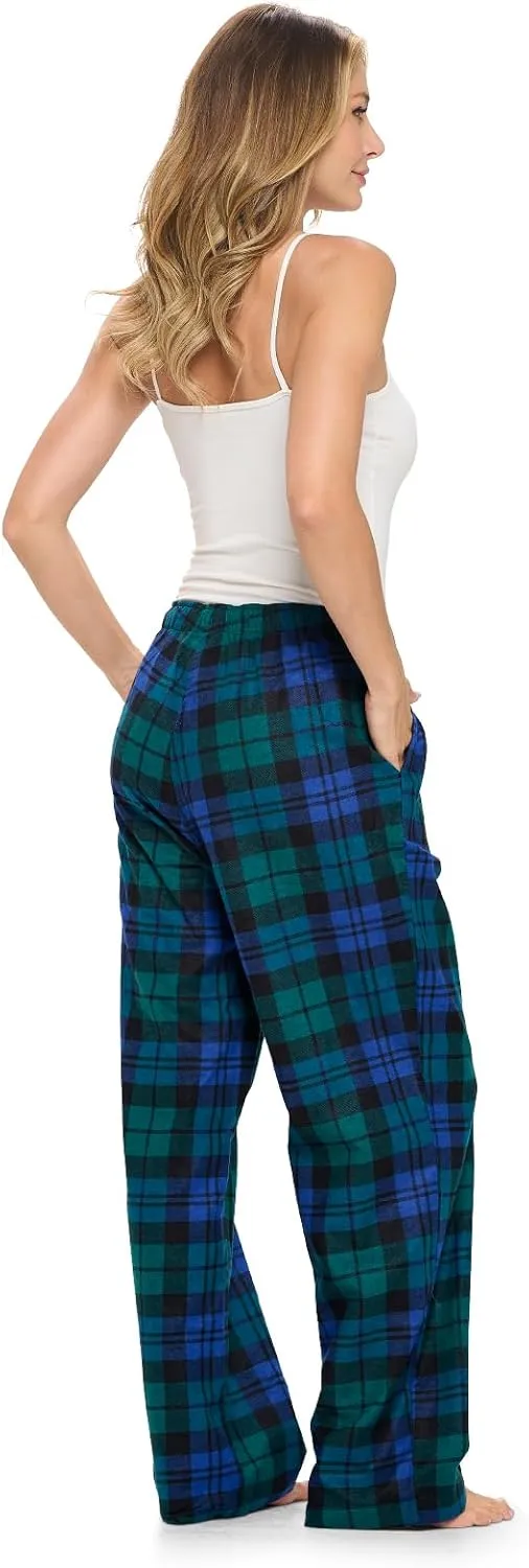 Casual Nights Women's Flannel Pajama Sleep Pants, Soft Plaid Pjs Bottoms