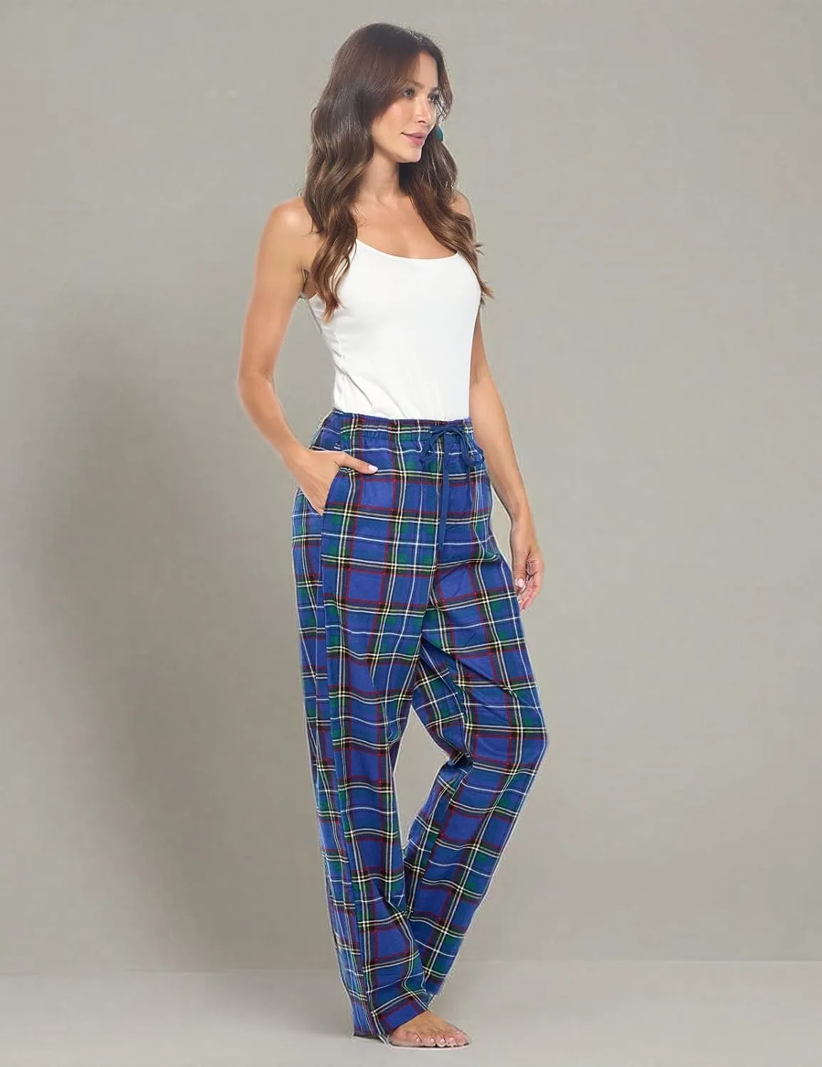 Casual Nights Women's Flannel Pajama Sleep Pants, Soft Plaid Pjs Bottoms
