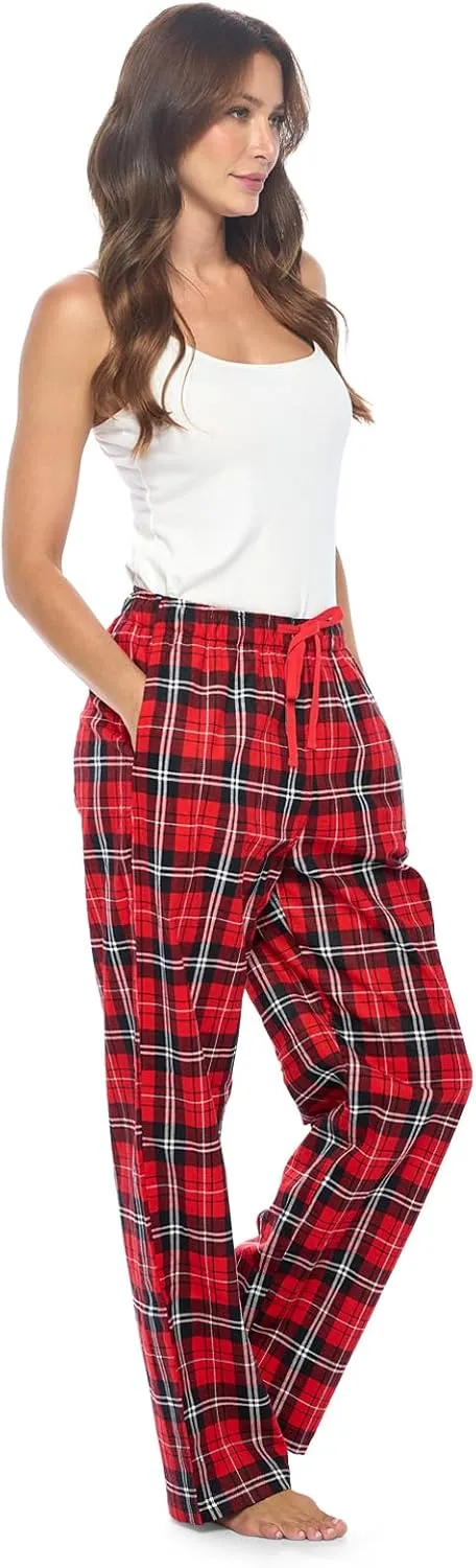 Casual Nights Women's Flannel Pajama Sleep Pants, Soft Plaid Pjs Bottoms