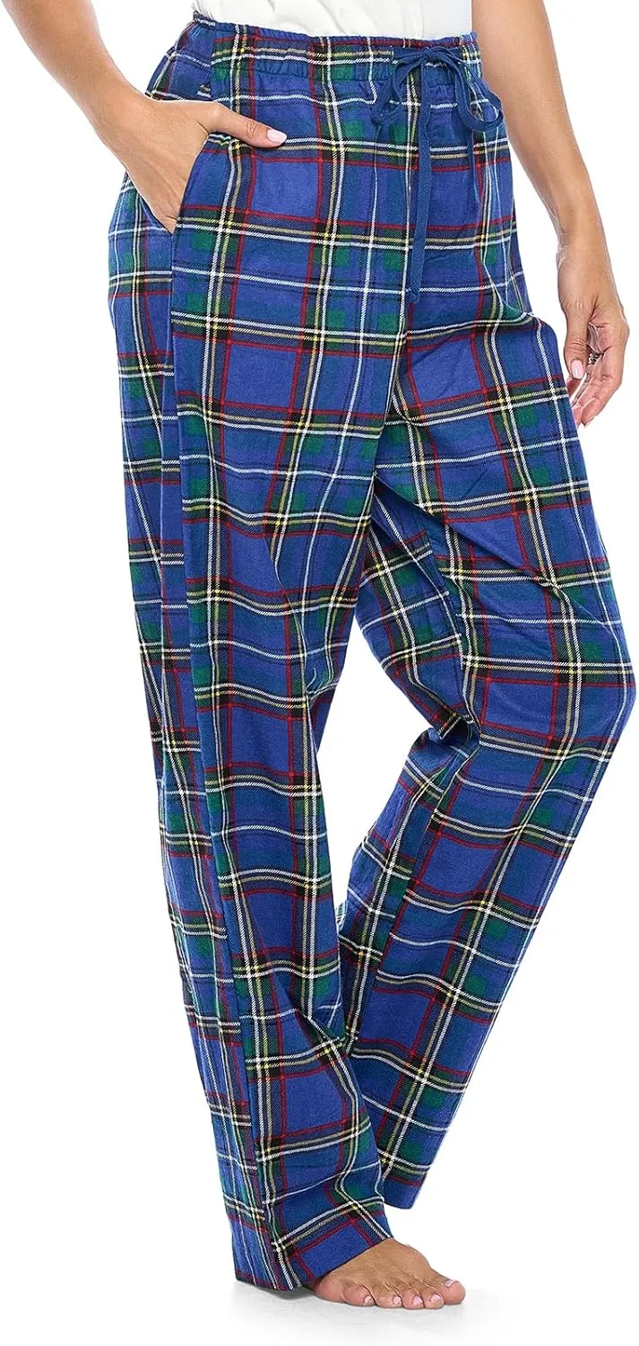 Casual Nights Women's Flannel Pajama Sleep Pants, Soft Plaid Pjs Bottoms
