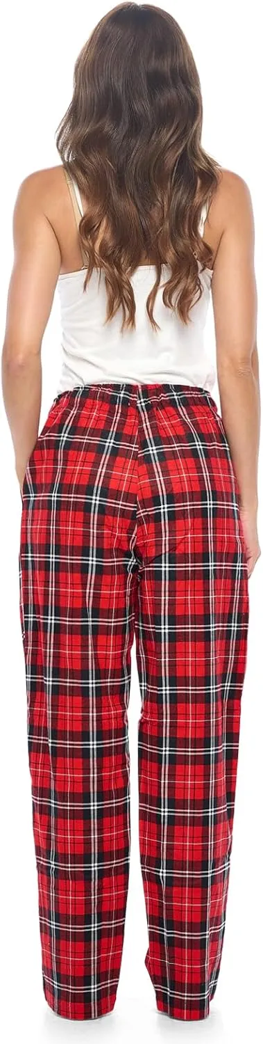 Casual Nights Women's Flannel Pajama Sleep Pants, Soft Plaid Pjs Bottoms