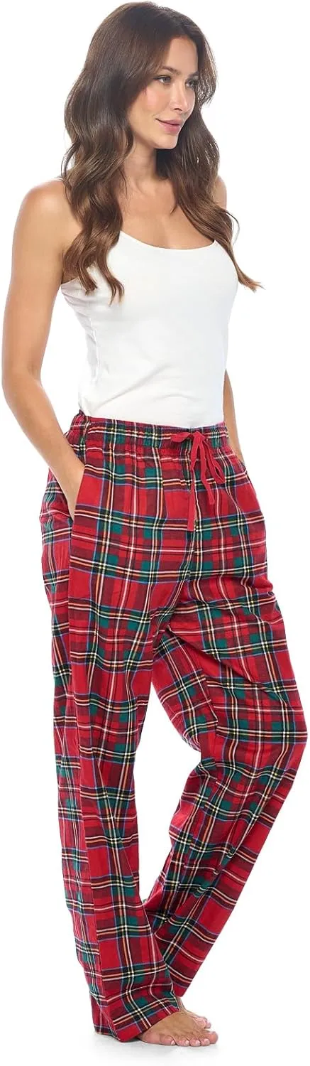 Casual Nights Women's Flannel Pajama Sleep Pants, Soft Plaid Pjs Bottoms