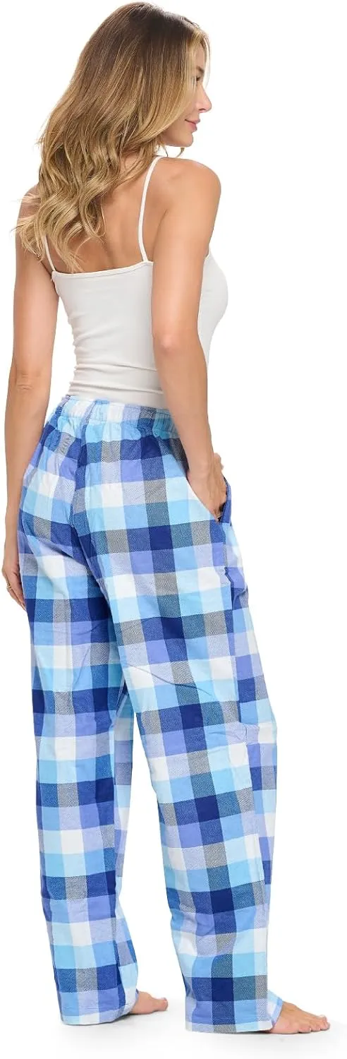 Casual Nights Women's Flannel Pajama Sleep Pants, Soft Plaid Pjs Bottoms