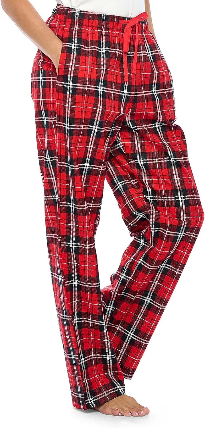 Casual Nights Women's Flannel Pajama Sleep Pants, Soft Plaid Pjs Bottoms