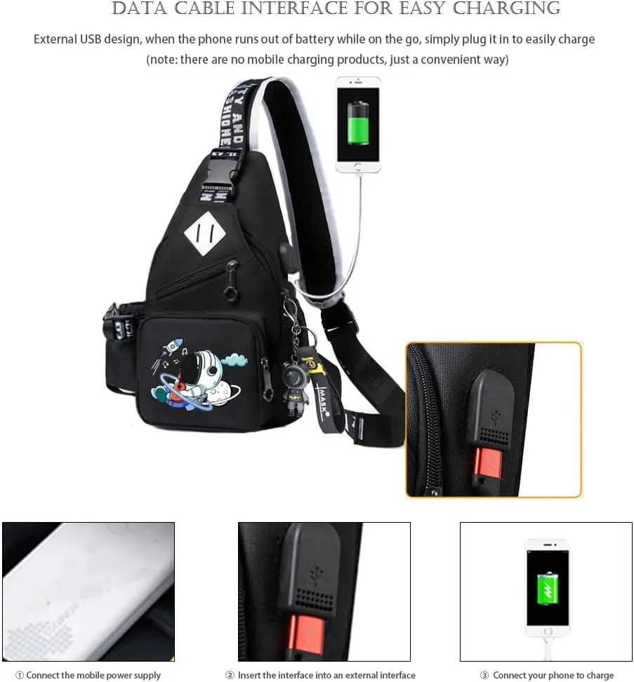 Casual Sling Daypacks Bag Crossbody Chest Backpack Casual Lightweight Outdoor Hiking Travel Shoulder Bag (Black 5)