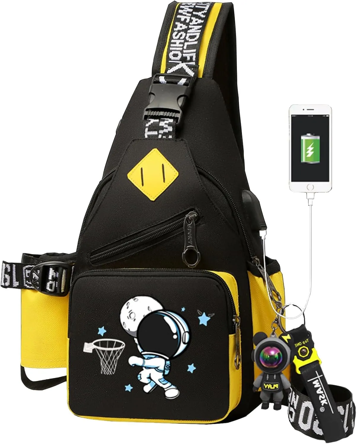 Casual Sling Daypacks Bag Crossbody Chest Backpack Casual Lightweight Outdoor Hiking Travel Shoulder Bag (Yellow 2)
