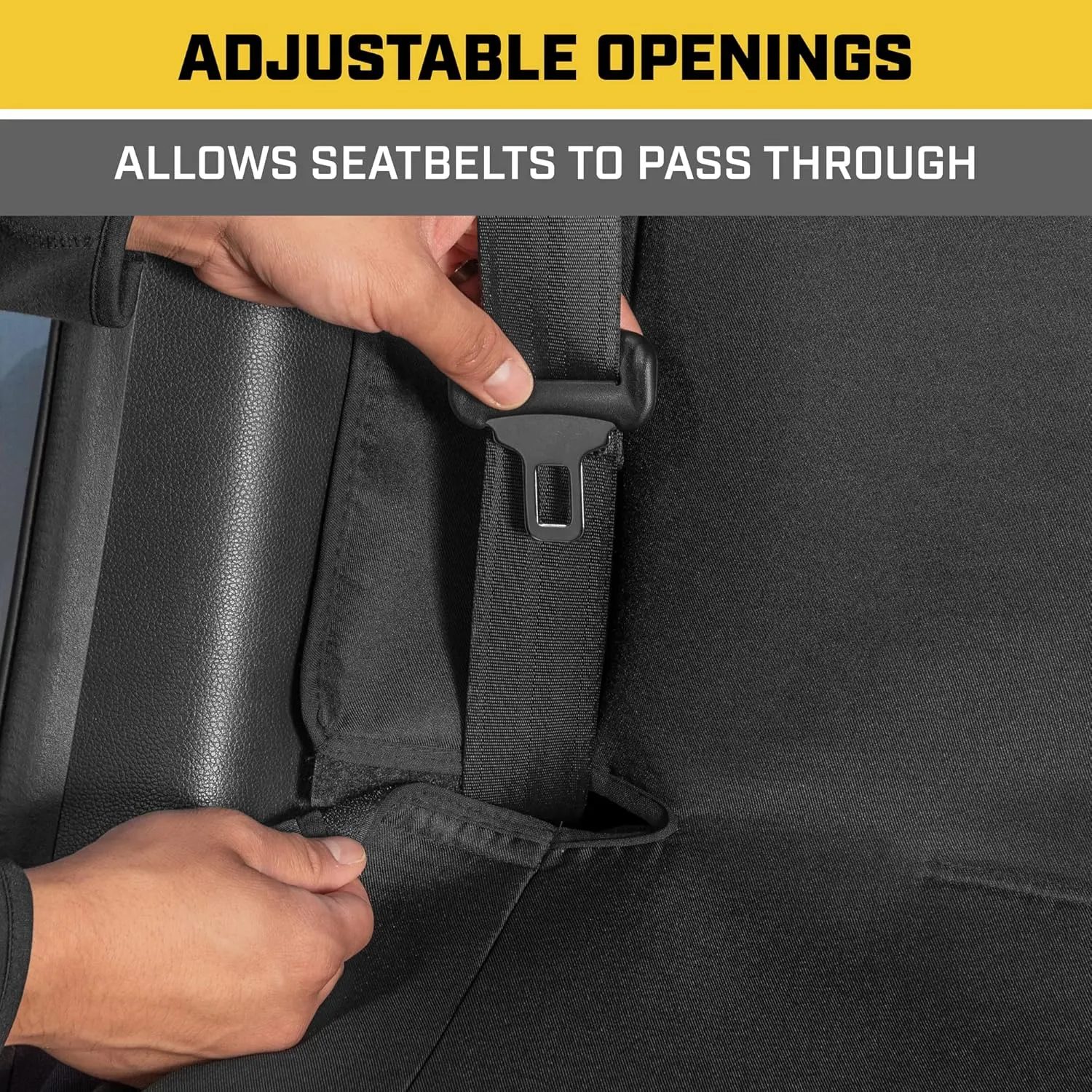 Cat Flexfit Black Rear Seat Cover for Car - Durable Canvas Material Back Car Seat Covers 60/40 Split Bench Protector – Back Seat Cover for Truck & SUV Back Seat Protector Interior Car Accessories