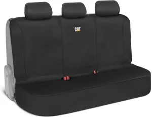 Cat Flexfit Black Rear Seat Cover for Car - Durable Canvas Material Back Car Seat Covers 60/40 Split Bench Protector – Back Seat Cover for Truck & SUV Back Seat Protector Interior Car Accessories