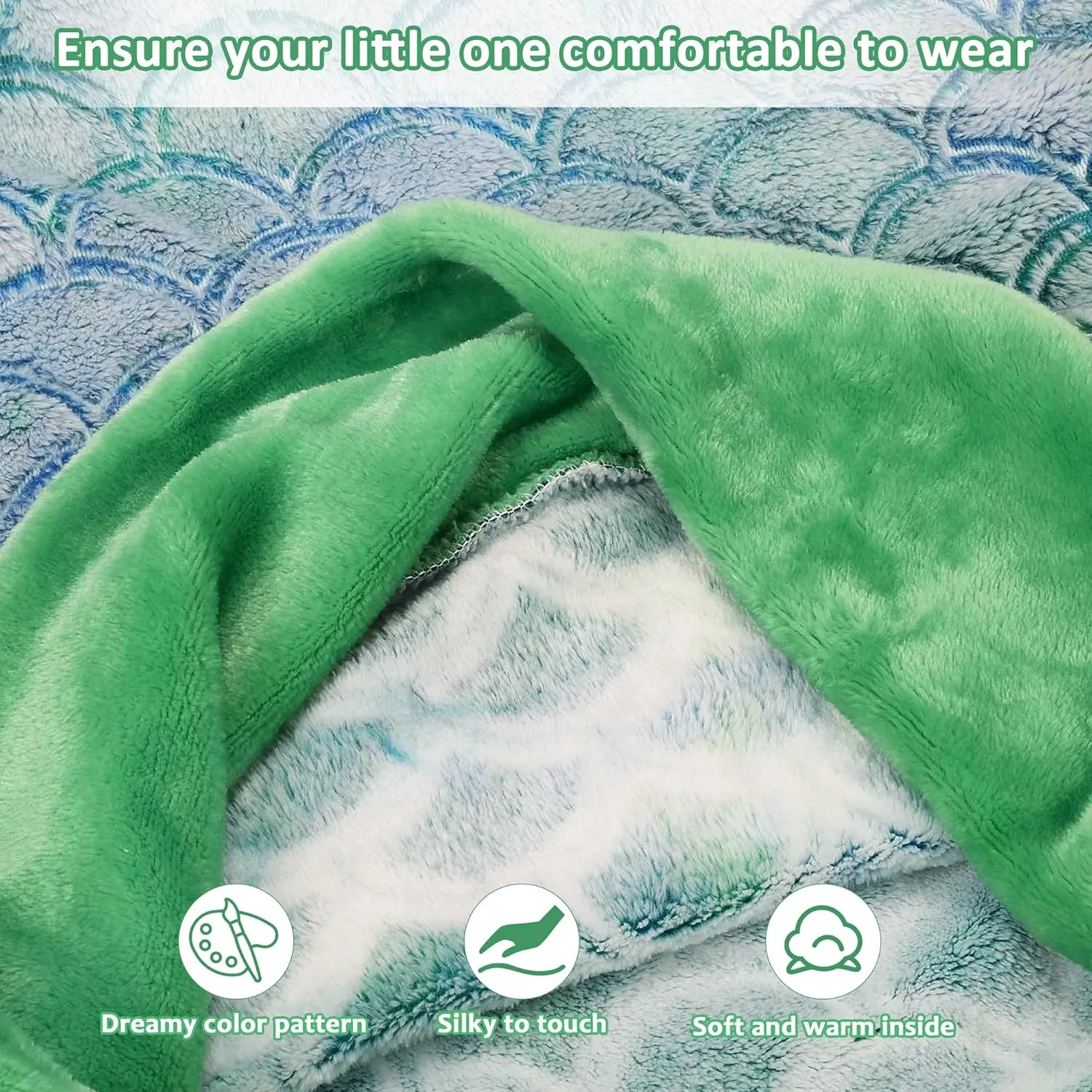 Catalonia Kids Mermaid Tail Blanket, Glow in The Dark Mermaid Sleeping Bag, Super Soft Plush Flannel Sleeping Blanket for Girls, Fish Scale Pattern