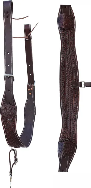 CHALLENGER Horse Western Basket Weave Tooled Leather Rear Flank Saddle Cinch Billets 9779BR