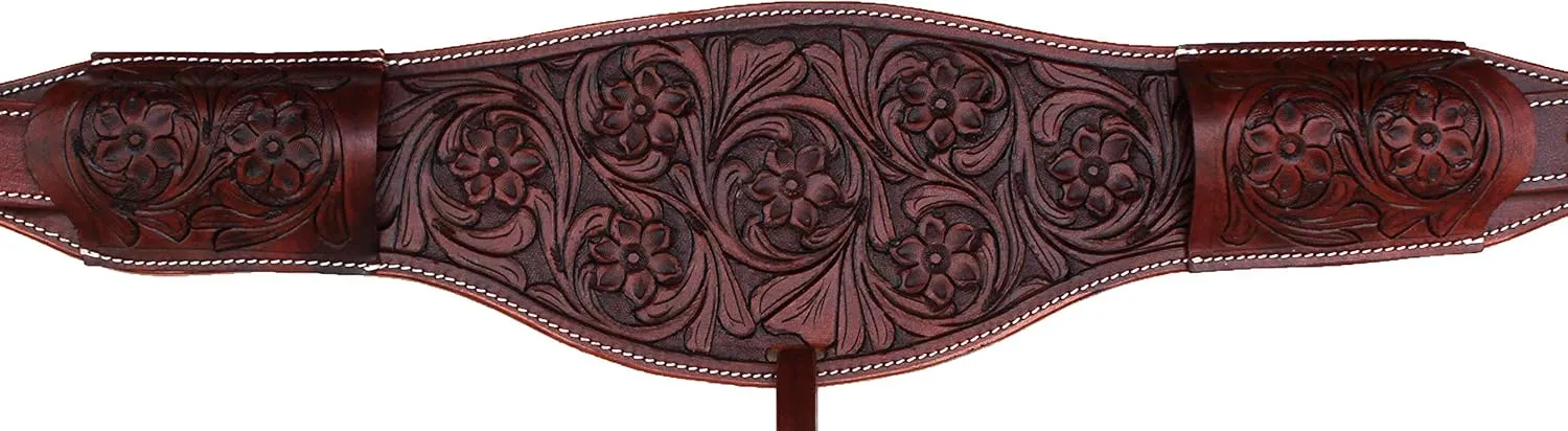 CHALLENGER Horse Western Floral Tooled Leather Rear Flank Saddle Cinch w/Billets 9772