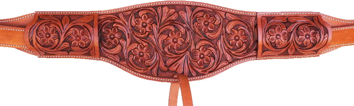 CHALLENGER Horse Western Floral Tooled Leather Rear Flank Saddle Cinch w/Billets 9772