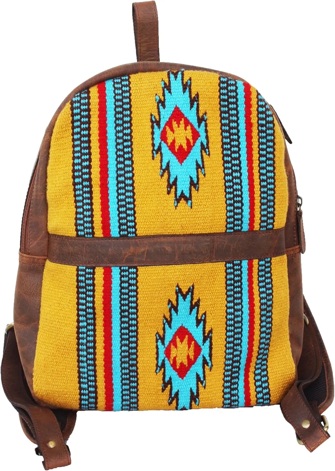 CHALLENGER Men Women Western Handwoven Distressed Leather Saddle Blanket Rug Travel Bag 18SKB35
